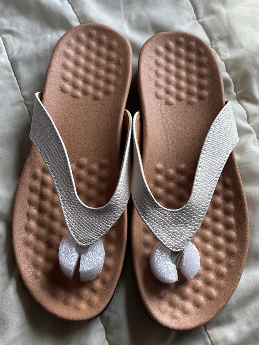 White Toe-Post Comfort Sandals for Women